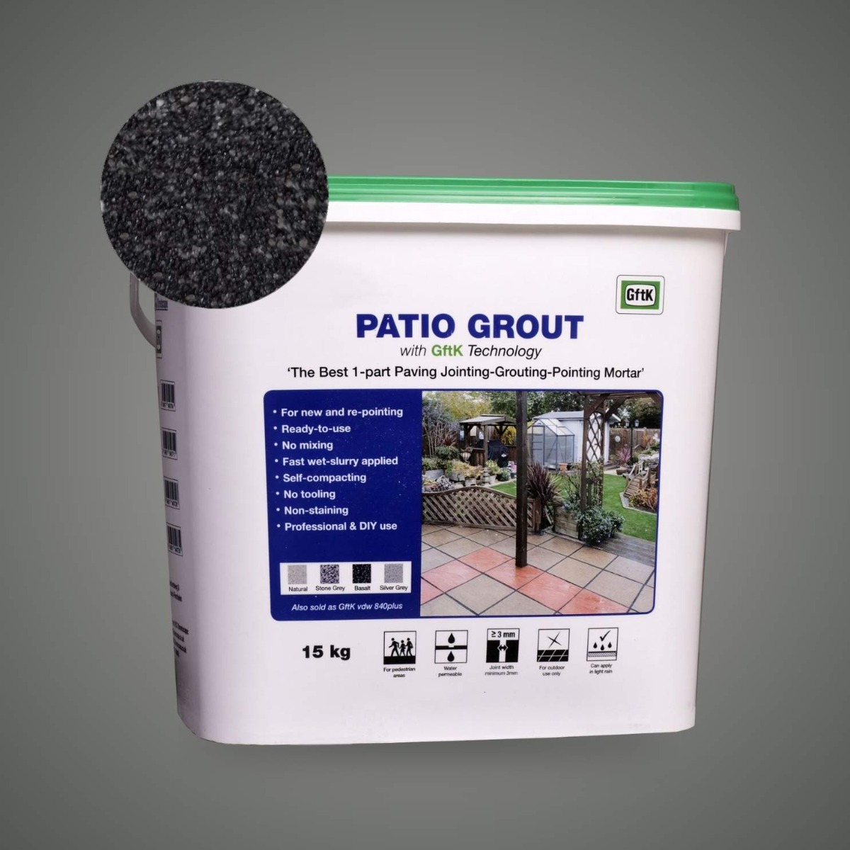 GftK _ Patio Grout 15kg - Brush In, ideal for DIYers - Basalt
