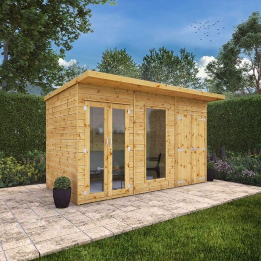 Mercia _ Maine Pent Summerhouse With Side Shed - Summerhouse