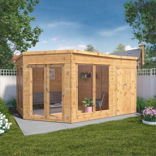 Mercia _ Premium Corner Summerhouse With Side Shed