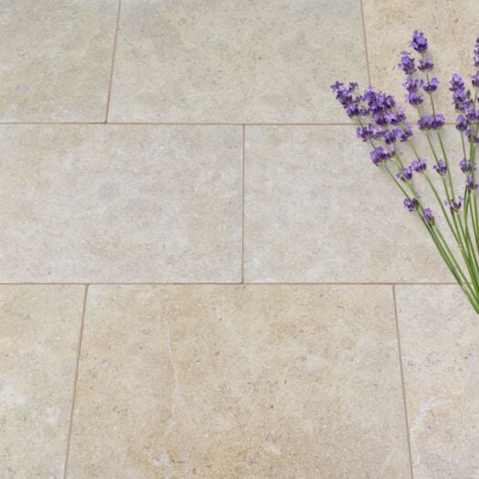 Paving Superstore _ Honed, Tumbled & Pre-Sealed Egyptian Limestone 'Ideal Range' Pearl - PAVING SLABS