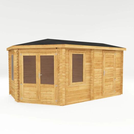Mercia _ Corner Lodge Log Cabin With Side Shed - Cabin